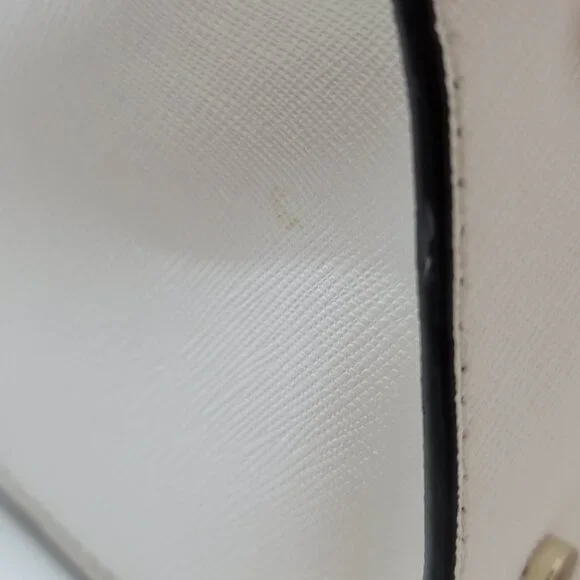 Kate Spade ♠️ White Leather & Woven Straw Dome Satchel Crossbody Gold Hardware - Picture 8 of 14